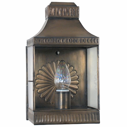 Aged Tin and Glass Rectangular Wall Lantern