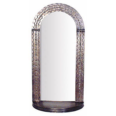 Aged Tin Arched Mirror with Shelf