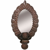 Aged Tin Wall Candle Sconce with Mirror