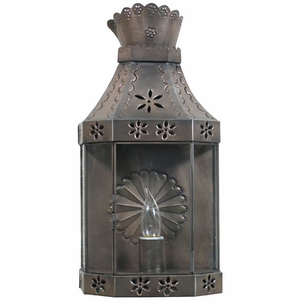 Aged Tin Crown Wall Lantern Sconce