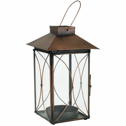 Aged Tin Double Moon Candle Lantern
