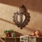 Aged Tin Fiery Heart Mirror