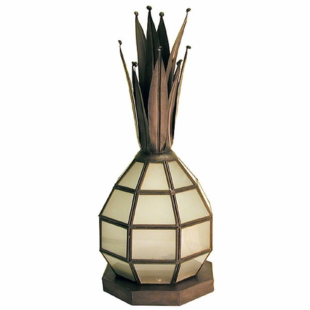 Aged Tin Frosted Glass Pineapple Candle Lantern