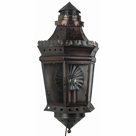 Aged Tin & Glass Colonial Wall Sconce