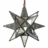 Aged Tin & Glass Mirrored Star Fixture