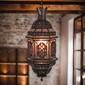 Aged Tin Hanging Domed Light with Glass Panels
