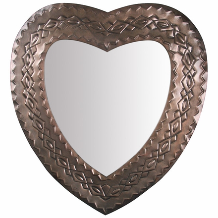 Aged Tin Heart Mirror