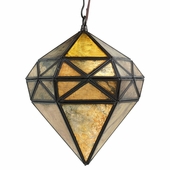 Aged Tin Hexagonal Hanging Light - Antiqued Mirrored Glass