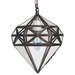 Aged Tin Hexagonal Hanging Light - Clear Glass