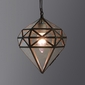 Aged Tin Hexagonal Hanging Light - Clear Glass