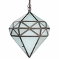 Aged Tin Hexagonal Hanging Light - Frosted Glass