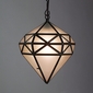 Aged Tin Hexagonal Hanging Light - Frosted Glass