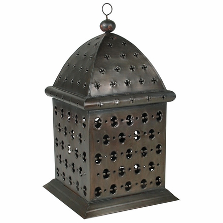 Aged Tin Moroccan Dome Candle Lantern