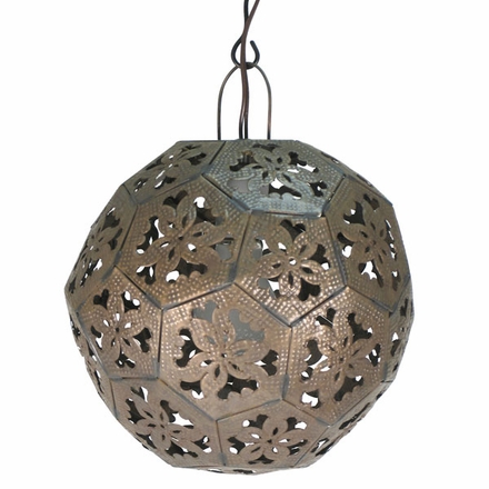 Aged Tin Ornate Globe Fixture