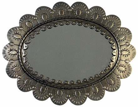Aged Tin Oval Petal Mirror