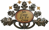 Aged Tin Painted Leaf House Plaque