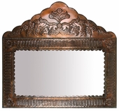 Aged Tin Peaked Deco Mirror