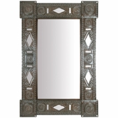 Aged Tin Rectangular Chinese Mirror