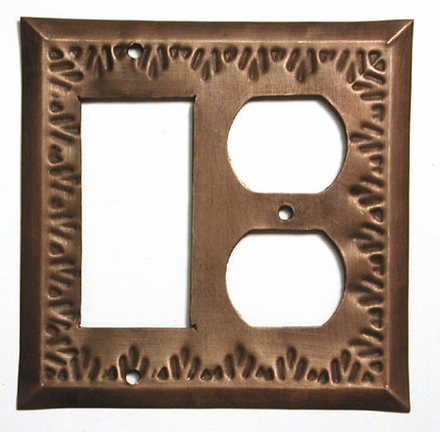 Aged Tin Rocker Outlet Cover - Flower