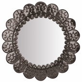 Aged Tin Round Petal Mirror