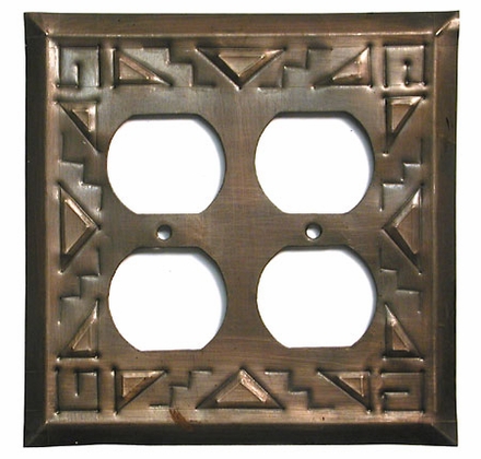 Aged Tin Southwest Double Outlet Cover