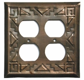Aged Tin Southwest Double Outlet Cover