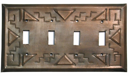 Aged Tin Southwest Quadruple Switchplate