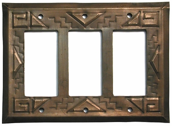 Aged Tin Southwest Triple Rocker Switchplate