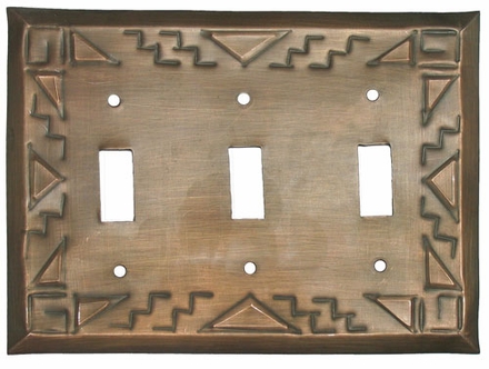 Aged Tin Southwest Triple Switchplate