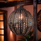 Aged Tin Sphere with Marbles Hanging Light Fixture