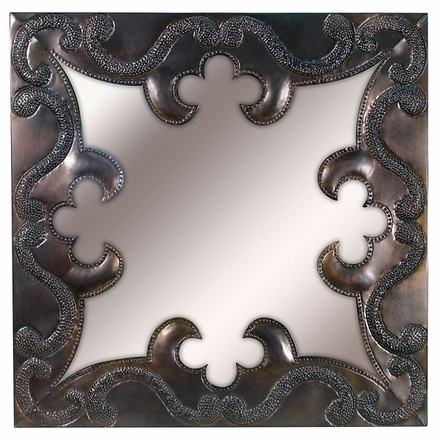 Aged Tin Square Ornate Mirror