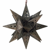 Aged Tin Stained Glass Star Fixture