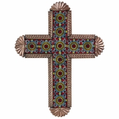 Aged Tin Talavera Tile Cross