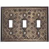Aged Tin Triple Switchplate - Flower