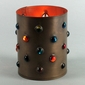 Aged Tin Votive Cover with Colored Marbles - Set of 2