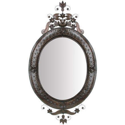 Aged Tin X-Large Oval Mirror