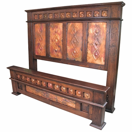 Alma Copper and Rustic Wood Bed - King