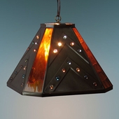Amber Glass & Marble Rustic Pendant Light