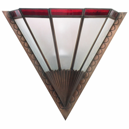 Art Deco Wall Sconce with Red Glass Band