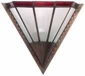 Art Deco Wall Sconce with Red Glass Band