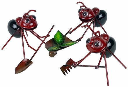 Assorted Gardening Ant Sculptures - Painted Metal