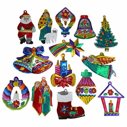 Assorted Mexican Painted Christmas Ornaments - Per Dozen