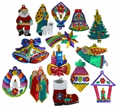 Assorted Mexican Painted Christmas Ornaments - Per Dozen