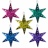 Assorted Painted Tin Star Ornaments - Set of 5