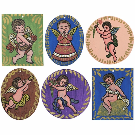 Assorted Tin Retablo Angel Ornaments - Set of Two