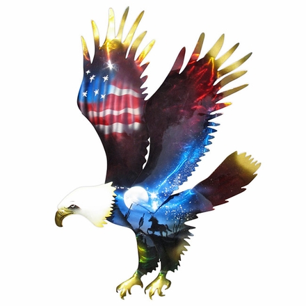 Bald Eagle 3D Metal Wall Art - Patriotic with Southwest Scene