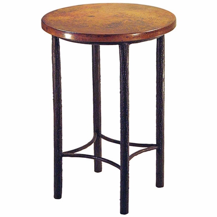 Bark Textured Round Bar Table with Copper Top
