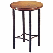 Bark Textured Round Bar Table with Copper Top