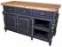 Black Kitchen Island with Turned Legs & Natural Wood Top