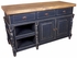 Black Kitchen Island with Turned Legs & Natural Wood Top